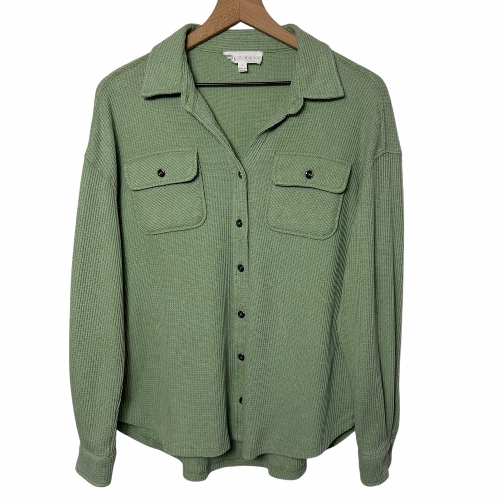 WILD SKYES WOMEN LONGSLEEVE LIGHT GREEN TOP SIZE MEDIUM PRE-OWNED